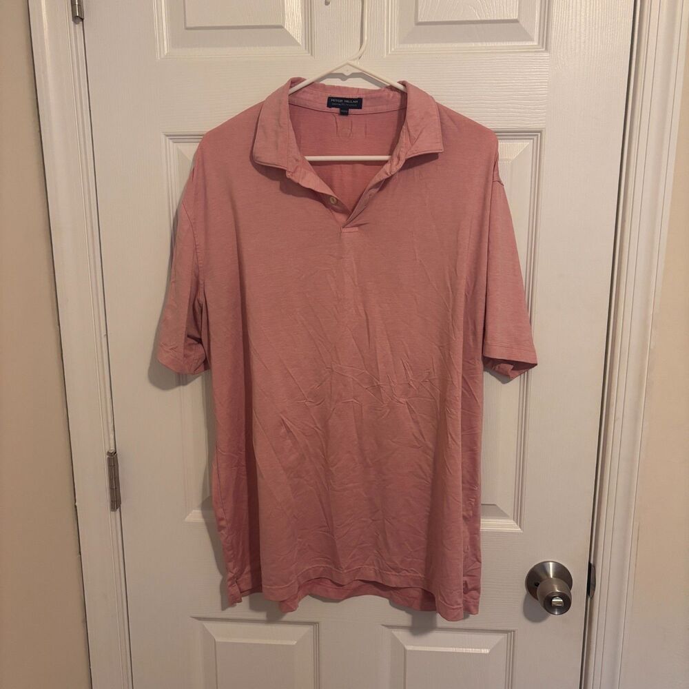 Peter Millar Crown Crafted Polo Shirt Peach Coral Short Sleeve Mens XL Golf Hike